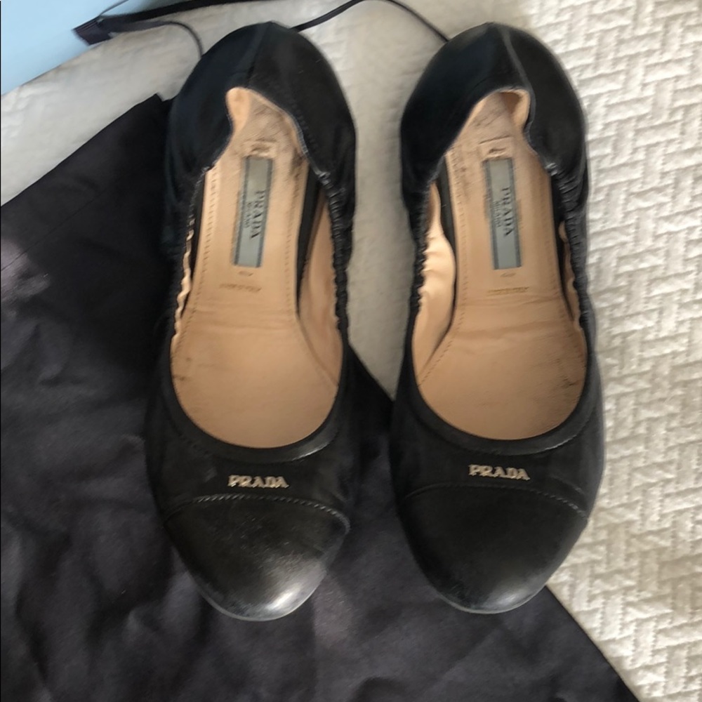 Prada black leather ballet flats